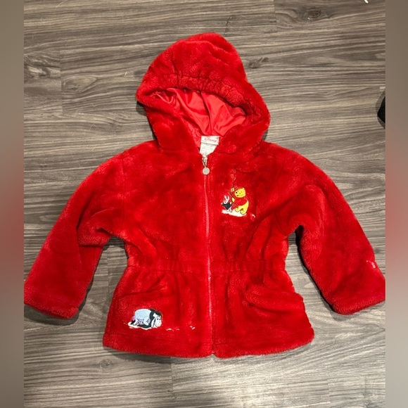 Disney Store Winnie the Pooh Red Jacket Kids 4/5 Eeyore Embroidered 90s Y2K - Picture 1 of 8
